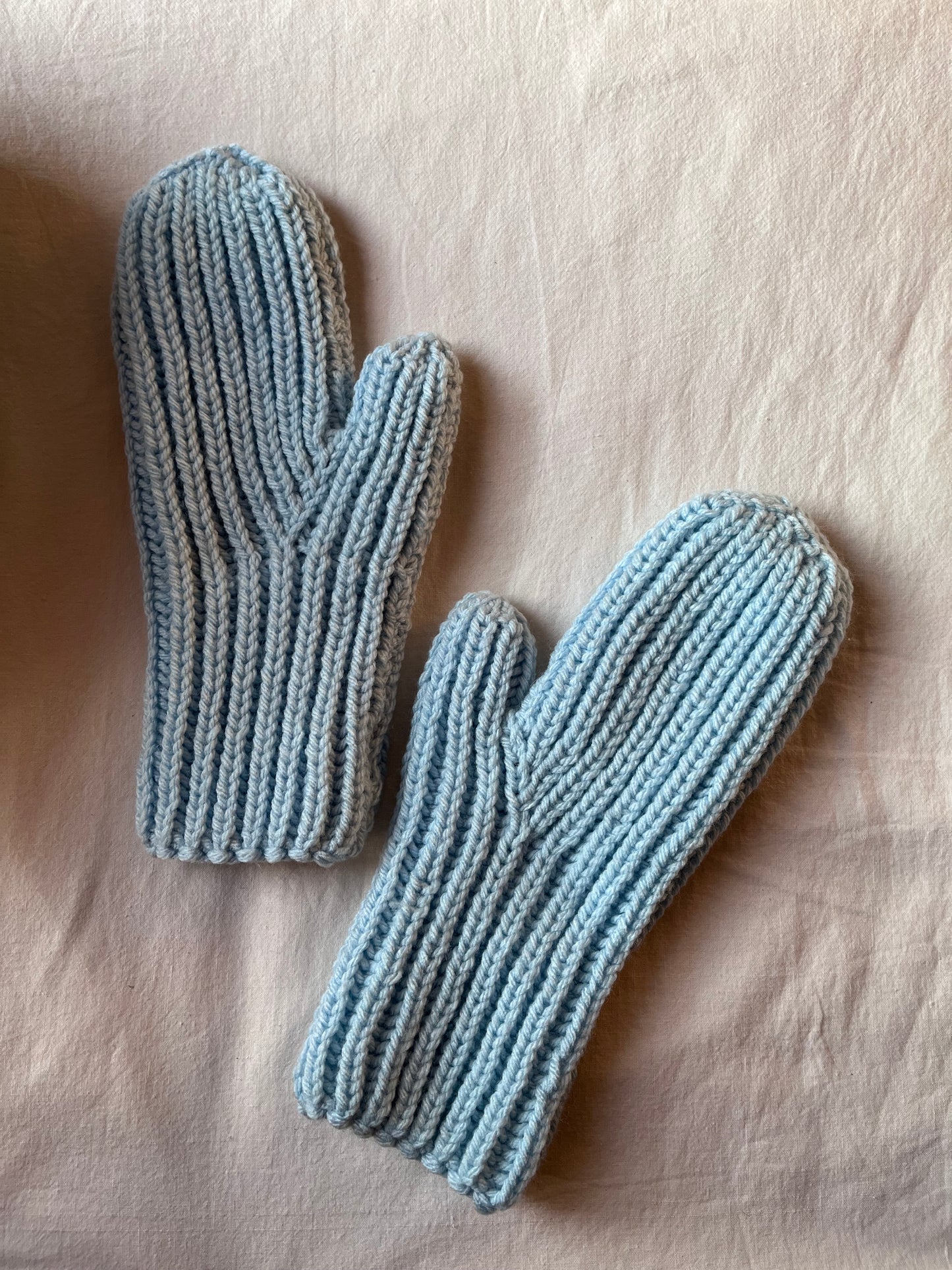 Baby Blue Rib Knit Mittens