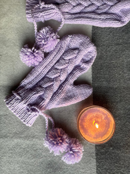 Lavender Dream Mittens with Tie-Up detail