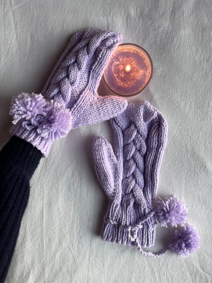 Lavender Dream Mittens with Tie-Up detail