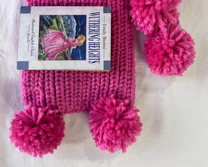 Pink Muffler with Pom-poms