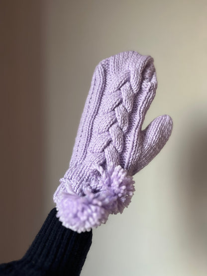 Lavender Dream Mittens with Tie-Up detail