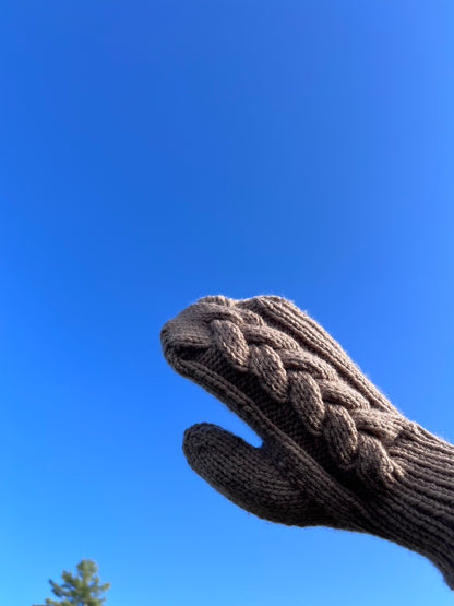 Beige Brown Knitted Gloves